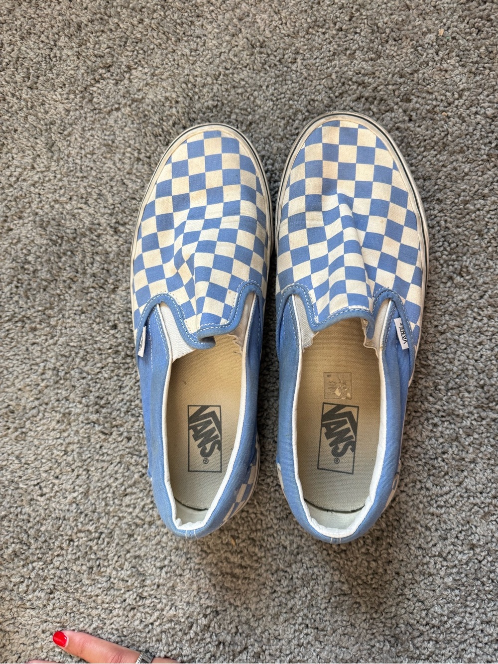 Vans Classic Slip-On Checkerboard Shoes - Blue/White